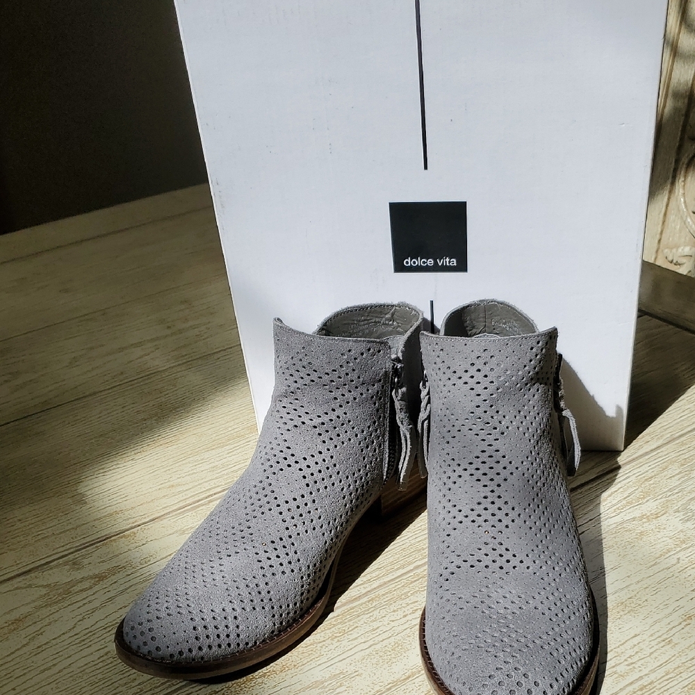 Dolce Vita Gray Ankle Booties with Side Zipper